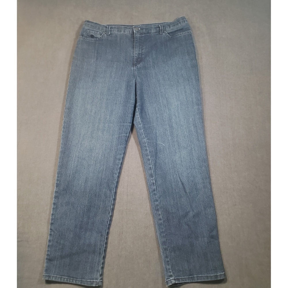 Gloria Vanderbilt Amanda Jeans Womens 16 Blue Embroidered Straight Leg High Rise